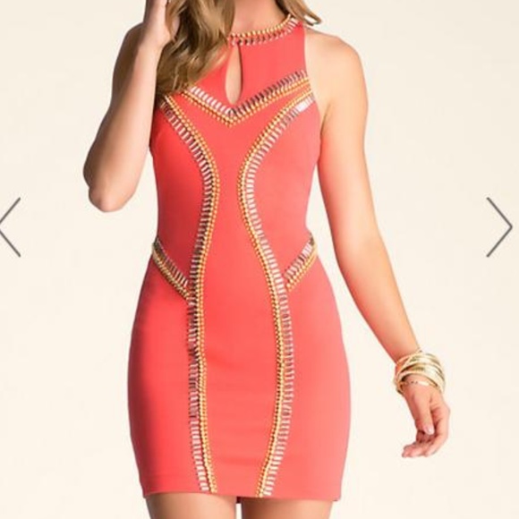 bebe Embellished Racerback Style Bodycon Dress - Picture 2 of 9
